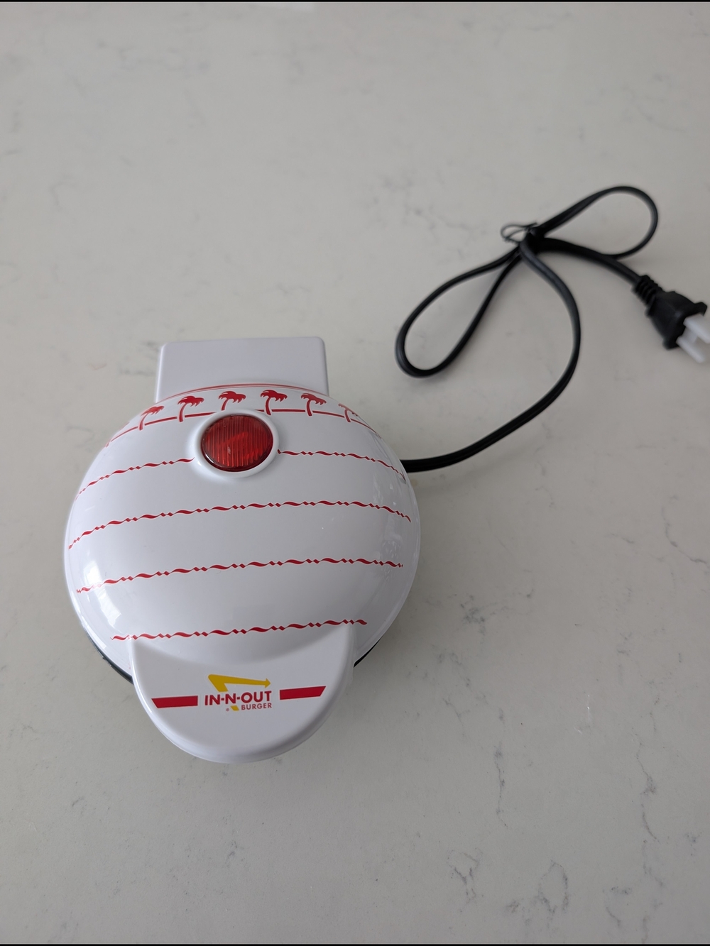 White & Red Mini Waffle Maker